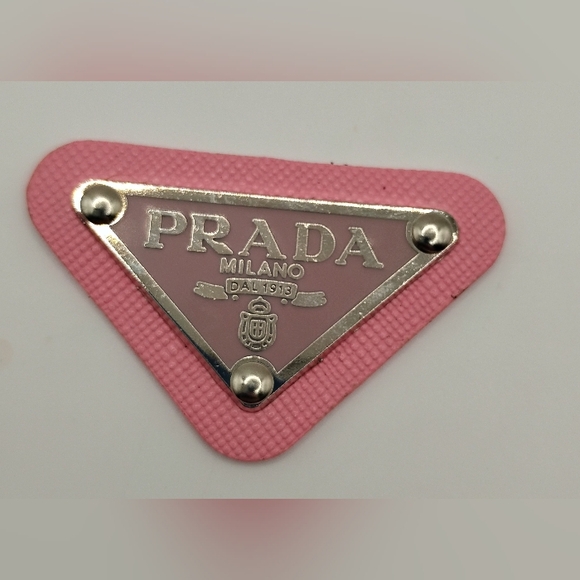 Prada Accessories - Prada Dark Pink and Silver Logo Emblem Patch Authentic